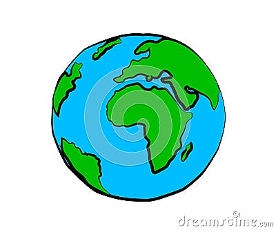 Planet Earth and heart. The globe. Cartoon. Earth Day. Let`s preserve nature. Vector Vector Illustration